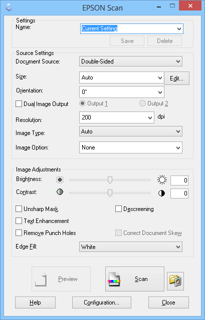 epson scan mac document size