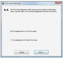 To adjust the print head alignment for text printing, select Fix ...