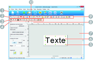 Fenêtre principale du logiciel Label Editor