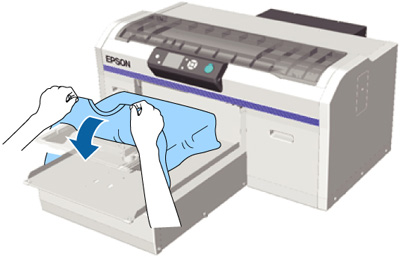 Loading a T-shirt on the Platen