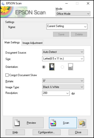 Scanning in Office Mode