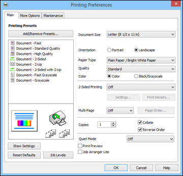 Selecting Basic Print Settings - Windows