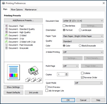 Selecting Basic Print Settings - Windows