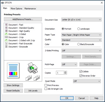 Selecting Basic Print Settings - Windows
