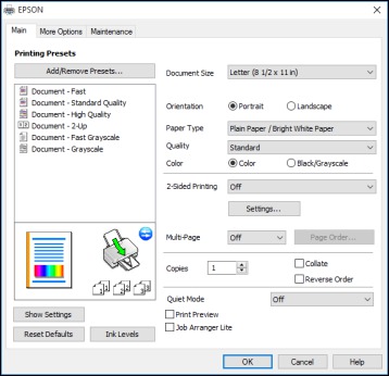 Selecting Basic Print Settings - Windows