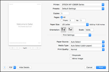 Selecting Basic Print Settings - Mac