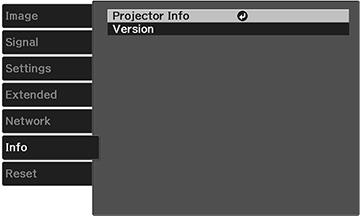 Projector Information Display - Info Menu
