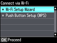 Selecting Wireless Network Settings from the Control Panel
