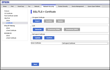 Configuring a Server Certificate for the Product