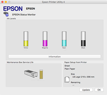 Status Color Printer Checking Cartridge and Maintenance Box Status - Mac