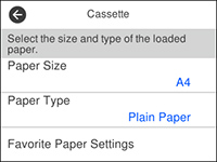 Selecting the Paper Settings - Control Panel