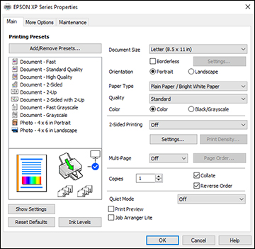 Selecting Basic Print Settings - Windows