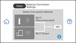 Selecting Wireless Network Settings from the Control Panel