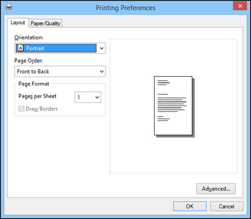 Selecting Settings on the Paper Tab