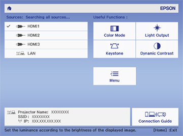 Select Projecter Input Source Selecting an Image Source