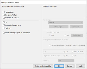Bloqueio de configurações da impressora - Epson Universal Print Driver ...