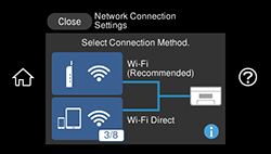 Selecting Wireless Network Settings from the Control Panel