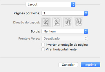 Seleção Das Opções De Leiaute De Impressão - Mac