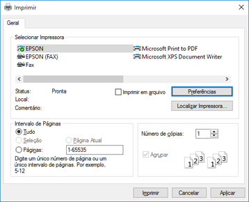 Impressão do seu documento ou foto - Windows