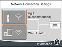 Selecting Wireless Network Settings from the Control Panel