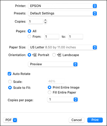 Selecting Basic Print Settings - Mac