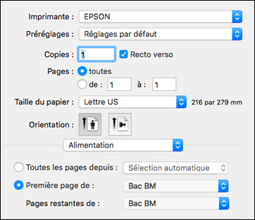Sélection des paramètres d'impression de base - Logiciel d'impression ...