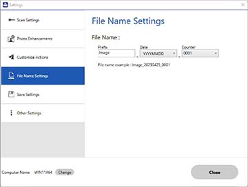 Change File Name Rename Setting Changing the File Name Settings
