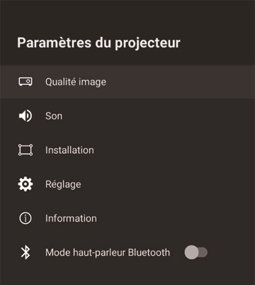 Utilisation des menus du projecteur