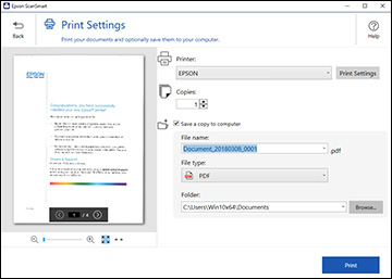 Scanpoint Quick Print Printing a Scan