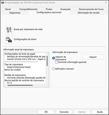 Adição de impressoras de rede - Epson Universal Print Driver - Windows