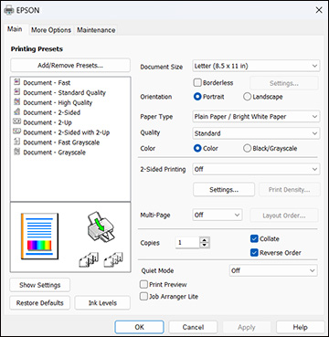 Selecting Basic Print Settings - Windows