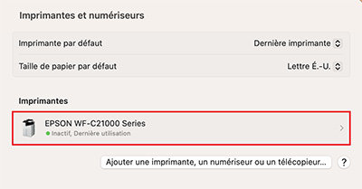 Écran Imprimantes et numérisateurs