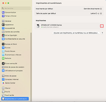 Écran Imprimantes et numérisateurs