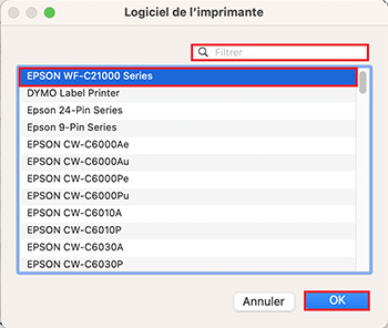 Écran Logiciel de l'imprimante