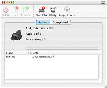 Print Status Window Checking Print Status - Mac OS X 10.4