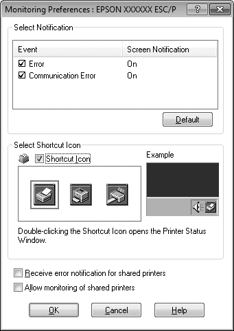 Epson status monitor