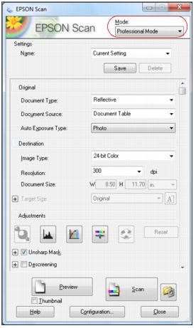 Scan in Professional Mode (Fully Manual)