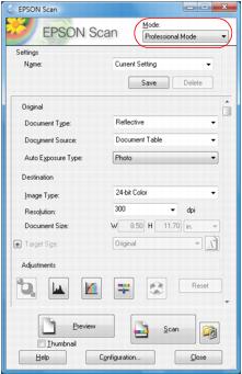 Scan in Professional Mode