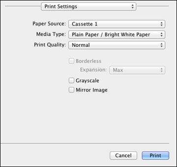 Selecting Basic Print Settings - Mac OS X 10.5/10.6/10.7