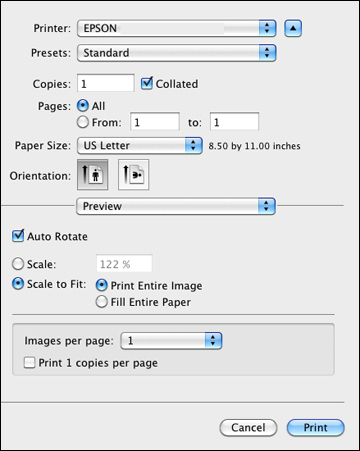 Selecting Basic Print Settings - Mac OS X 10.5/10.6/10.7