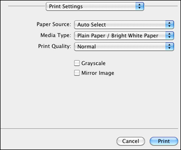 Paper Source Settings Selecting Basic Print Settings - Mac OS X 10.5/10.6/10.7