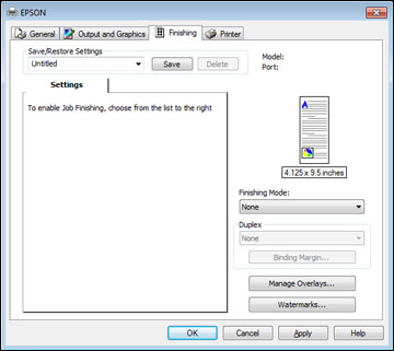Selecting Finishing Options - PCL Printer Software - Windows