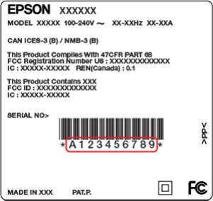 Example of Epson product series number